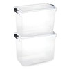 HOMZ 2-Pack Latching Lid, Large Clear Plastic Storage Bins w/Lids,