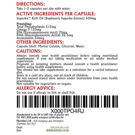 Krill Oil Capsules 500mg / 1000mg per Serving / 60 Krill Oil Capsules/High in Omega-3 Fatty acids/Soft Gel Easy Swallow Capsules/Sustainably Sourced