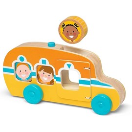 Melissa & Doug GO Tots Wooden Roll & Ride Bus with 3 Disks - FSC Certified