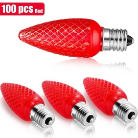 Glooglitter 100 Pieces C9 Christmas Light Replacement Bulb E17 LED Christmas Light Replacement Bulb Outlet Faceted Easter Bulb LED for Holiday Decoration (Red)