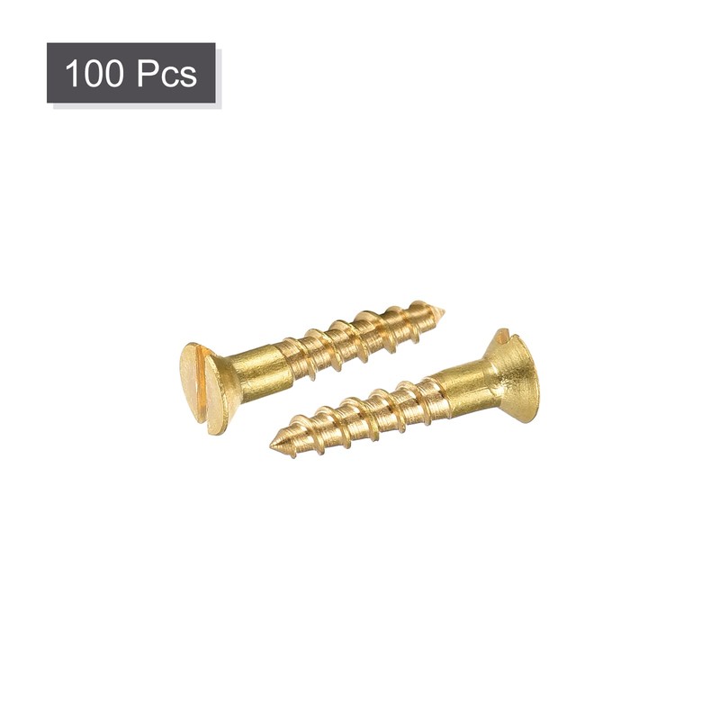 sourcing map Wood Screws M2 x 10mm Slotted Flat Head