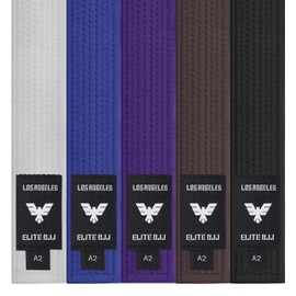 Elite Sports Adults Brazilian Jiu Jitsu Belts for Men & Women,Cotton IBJJF Approved BJJ Belts with Ranking Stripes Sleeve Bar