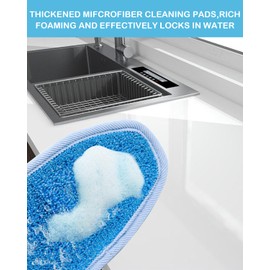 Dovcleing Non-Scratch Kitchen Dish Scrubber with Soap Control Dispenser Cleaning Dish Washer Kit for Kitchen and Household Cleaning, Includes 1 Soap Dispenser & 3 Refill Dishcloth Pads