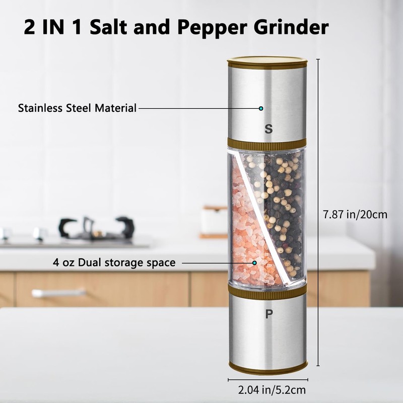 Nurch 2 in 1 Salt and Pepper Grinder Set, Salt