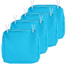 NettyPro Patio Cushion Covers Replacement Set 4 Water Repellent UV Resistant Outdoor Chair Seat Cushion Slipcover with Zipper and Tie, 24 x 22 x 4 Inch, Peacock Blue