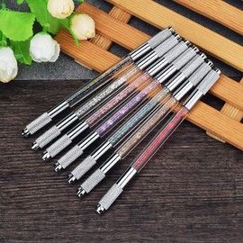 Microblading Eyebrow Pen, PreciRise Microblading Pen with Multiple Colors Microblade Colorful MicroBlading Crystal Pen for Beginners & Artist 18U 14U C14 12CF 3R, etc [ Five Crystal Upgrade Pens ]