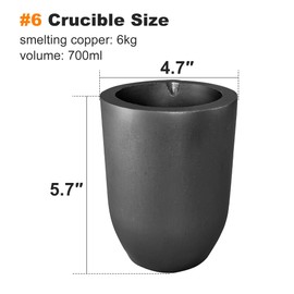 Nelyrho 6kg Premium Graphite Crucible, Silicon Carbide Clay Crucible Cup for Melting Casting Refining Aluminum, Gold, Silver, Copper, Brass, Withstand High Temperature 1800℃/3272℉