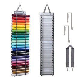 XHDIGI Vinyl Roll Organiser, 24 Compartments, Vinyl Storage Holder, Craft Over the Door, Hanging Bag for Heat Transfer Paper, Gift Wrap, Cross Stitch Embroidery