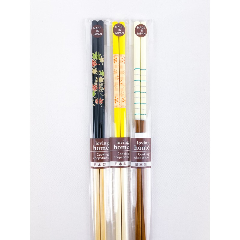 Set of 3 Assorted Cooking Chopsticks, Made in Japan, Natural