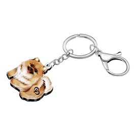 LONYOO Acrylic Cute Pomeranian Dog Keychain Accessories Pomeranian Gifts for Dog Lovers Women Girls Backpack Key Purse Charms (Brown)