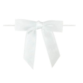 2.8 Inch White Twist Tie Bows, Small Satin Ribbon Bows for Crafts, Mini Bows Decor for Gift Wrapping Wedding Party Decorations, 50 Pcs (White)