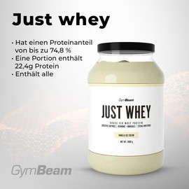 GymBeam GymBeam Just Whey Protein - Mehrkomponenten Molkenproteinpulver aus Weide-Kuhmilch, enth?lt alle essentiellen Aminos?uren inklusive BCAAs, unterst1tzt Muskelwachstum (2000 g, Vanilla)