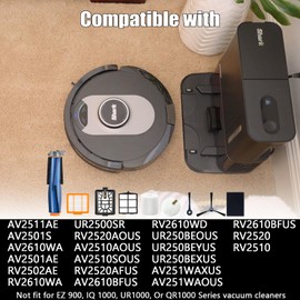 Replacement Parts for Shark AI AV2511AE AV2501S AV2610WA AV2501AE RV2502AE RV2610WA RV2520 AV2510 RV2520AOUS AV2510AOUS Vacuum Cleaner,Side/Sweep Brush Filter Main/Roller Brush Shell Clean Base Filter