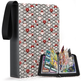 Card File, 4 Pockets, Holds 400 Cards, Excellent Waterproof and Durable PU Fabric, Acid Free and Non-Toxic Card Sleeves, Complete Set of Zippers, Prevents Loading Out of Shape, Hand Strap, Convenient