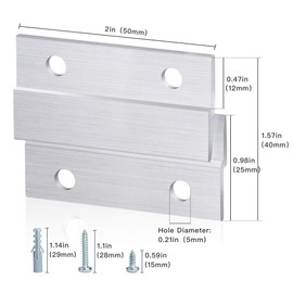 Supkiir French Cleat Hanger, 2" Aluminum Z Clips Interlocking Wall Mounting Bracket Hardware Kit for Hanging Mirrors Panels Shelf Headboards Artwork Cabinet Whiteboard Art Frames, 6 Pairs