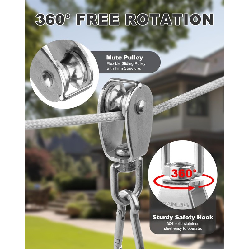 Rocaris 25 Pack M15 Lifting Single Pulley Block 304 Stainless