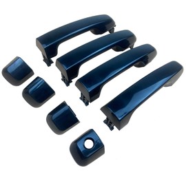 Cheriezing Exterior Door Handle Compatible with 2010-2020 4Runner GX460 Replace# Handle: 69211-60090, Cap: 69217-60150 FL, 69250-60030 FR, 69250-60010 RL/RR (Black) Set of 4