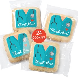 Doctor Thank You Nurse Doctor Gift Basket Cookies for Appreciation gifts Bulk Treats | Individually Wrapped | Healthcare Workers Mediacal Assistant Party Favors | 24 Pack | Sugar Cookies