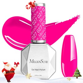 MelodySusie Neon Pink Gel Nail Polish,0.5fl oz Hot Pink Gel Polish Spring Summer Color 027, Gift for Women Soak Off UV LED Nail Lamp Nail Art Starter Manicure Salon DIY at Home