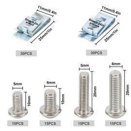 Tissting Pack of 120 Thread Clip Nut Set, U-Type Sheet Nuts, M5 M6 Snap Nut Set, Stainless Steel Hose Clamps Set with Storage Box, Car Mounting Clips for Car Motorcycle