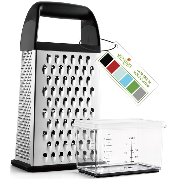 Spring Chef Professional Cheese Grater With Storage Container, Stainless Steel