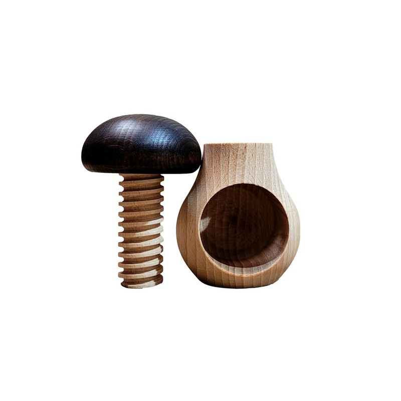 Wooden World 2 Nutcrackers Set Dark Brown and Toadstool Nutcracker