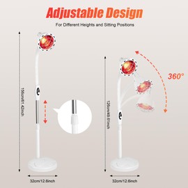 Sallurmose Infrared Light,275W Infrared Heat Lamp Device,Adjustable Near Infrared Light Heat Lamp Set for Relieve Joint Pain and Muscle Aches (One Bulb)