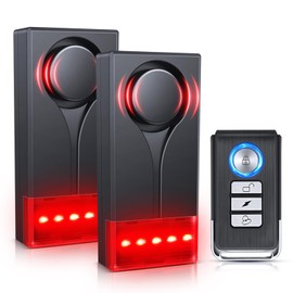 Car Anti-Theft Vibration Alarm, ELECTOP 108dB Automobile Vibration Sound & Light Alert, Wireless Remote Car Alert Automotive Warning Interior Safety Light with 2pcs Alarm