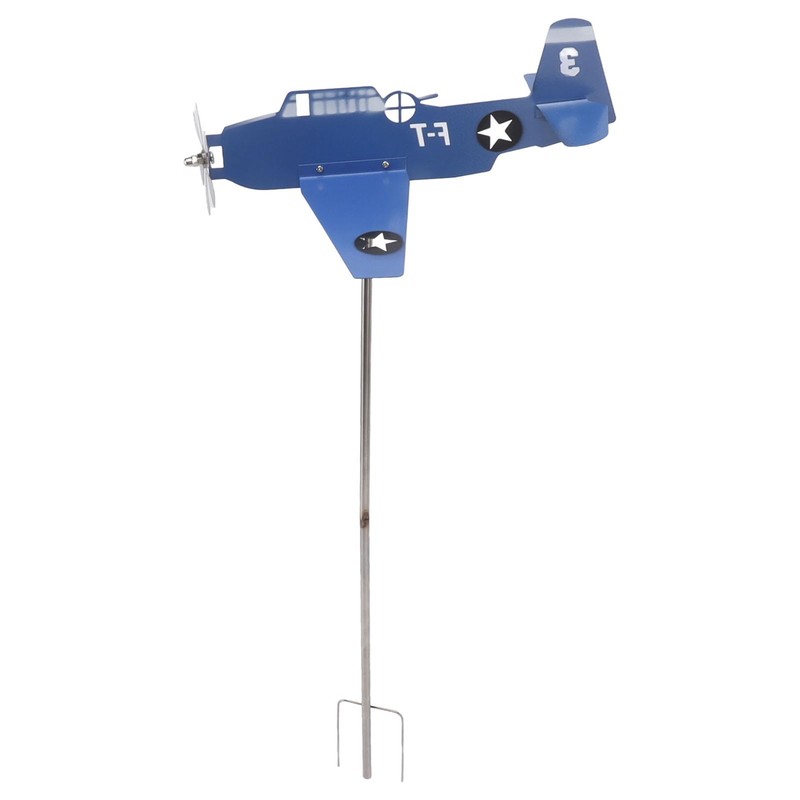 Airplane Weather Vane, Metal Wind Spinner Iron Stainless Steel Outdoor
