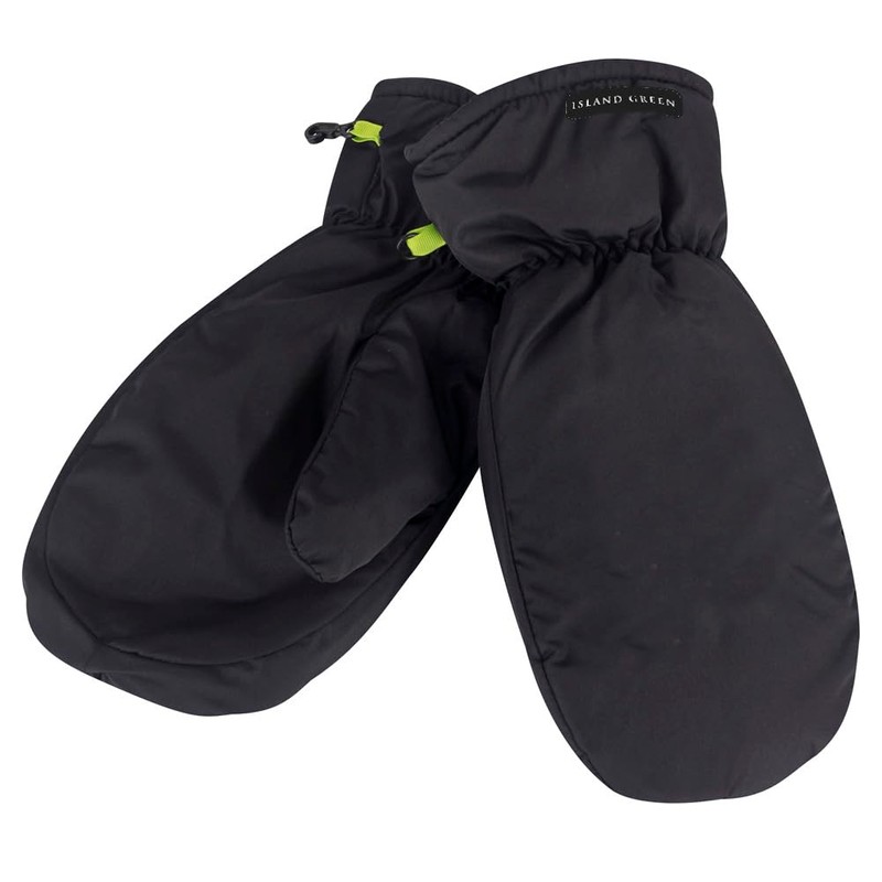 Island Green Mens Fleece Lined Durable Golf Mitts Gloves, Black,