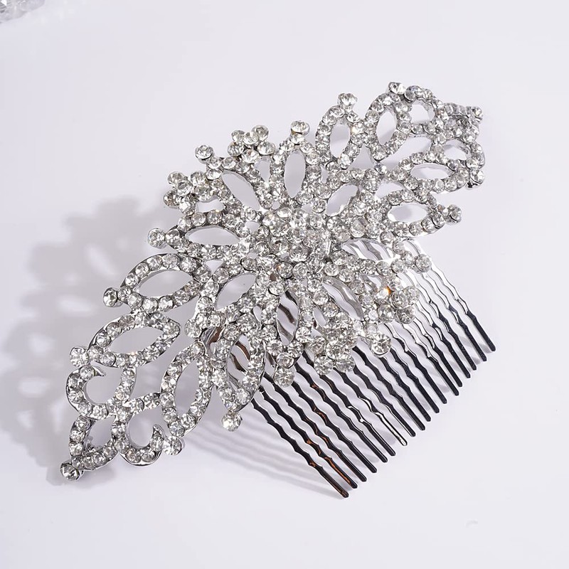Missgrace Peine para el pelo con diamantes de imitación plateados