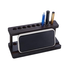 HOBBIESAY 9-Hole Wooden Pencil Pen Holder 20cm Rubber Wood Pen Display Stand Wood Desk Pen Organizer Fountain Pen Holder Brown Cell Phone Holders for School Office Home Desk Organization