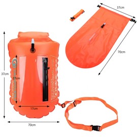 PORFOYO Schwimmboje Für Freiwasserschwimmen, Wasserdichter Trockensack Boje Schwimmen, Schwimmhilfe Erwachsene Freiwasser, Mit Verstellbaren Gürtel, Für Triathlons, Kajakfahren, Höchst Sichtbar