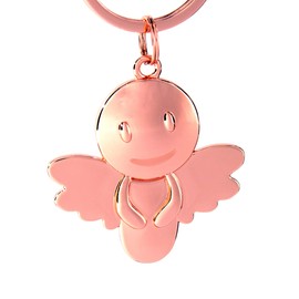Tidero Guardian Angel Keyring Smile - Angel Pendant for Men Women - Gift Lucky Charm Car Driving Careful Metal, Rose Gold