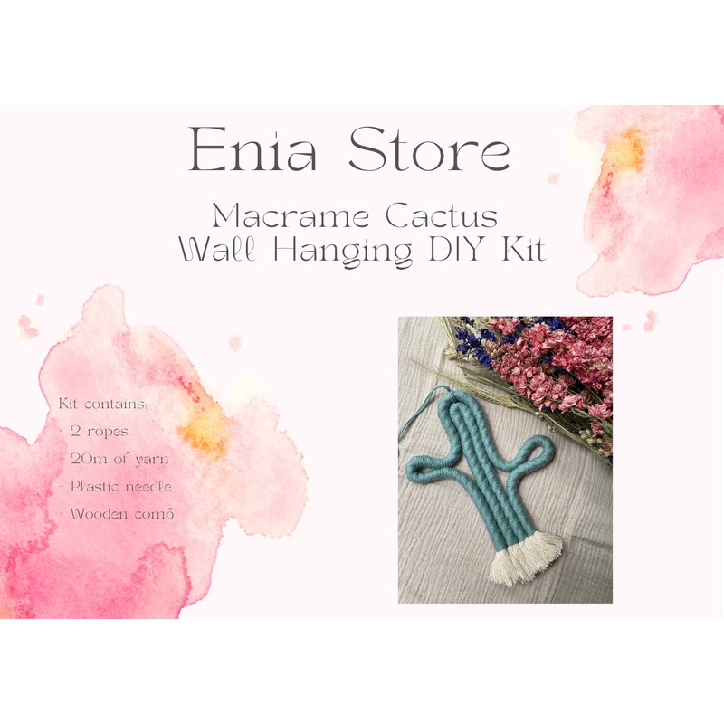 Enia Store Macrame Cactus Wall Hanging Crafts Kit (Sage)