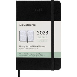 Moleskine Weekly Planner 2023, 12-Month Weekly Diary with Vertical Layout, Weekly Vertical Planner, Hard Cover, Pocket Size 9 x 14 cm, Colour Black