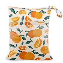 SUPERDANT Orangefarbener Nass Und Trockenbeutel Kleinem Muster Wasserdicht Wiederverwendbar Auslaufsicher Tasche Für Nasse Kleidung Mit 2 Reißverschlusstasche Für Badeanzüge Baby Stoffwindeln Strand