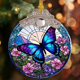 Butterfly Gifts Corlorful Christmas Ornament, Butterfly Ornaments for Christmas Tree, Butterfly Gifts for Women, Butterfly Christmas Decorations Acrylic Ornaments Keepsake