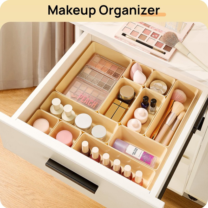 Vtopmart 25 PCS Plastic Drawer Organizers Set, 4-Size Versatile Bathroom