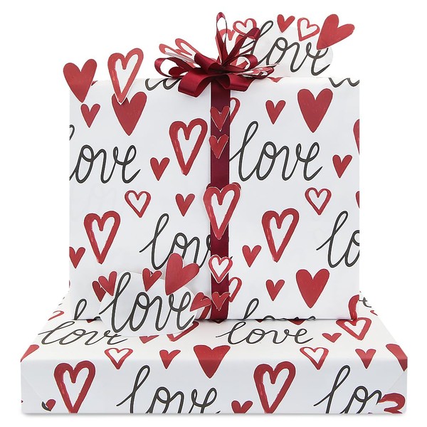 Love Wrapping Paper, Wedding Wrapping Paper With Red Heart and