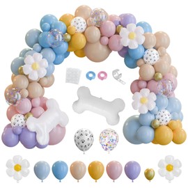 LumaZoa 164pcs Blue Balloons Arch Garland Kit, Birthday Party Decorations, Daisy Bone Foil Balloons Blue Purple Yellow Pink Dog Puppy Theme for Boys Girls Baby Shower Supplies