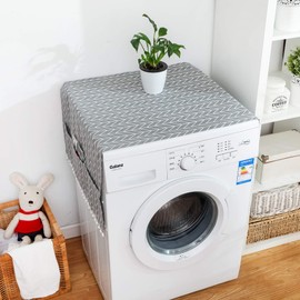 Dustproof Washer and Dryer Covers for The Top Fridge Dust Cover,Anti-slip Washer and Dryer Top Covers for Home and Kitchen-Grey Arrow