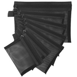 NVGVUP 7 Pack Mini Zipper Toiletry Bag, Small Mesh Makeup Bags, Clear Cosmetic Pouch Bag, Portable Organizer Pouches for Cosmetics Office Supplies, Travel Accessories for Women Men (Black)