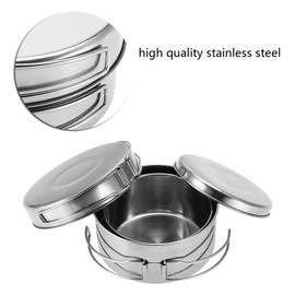 ANKROYU 4Pcs Portable Stainless Steel Cookware Set Camping Picnic Outdoor Pan Pot Plate Tableware Durable Lightweight Compact for Camping Hiking Backpacking Hunting Silver