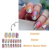 Easter Press on Nails Medium Square Fake Nails Colorful False