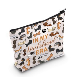 MEIKIUP Dachshund Makeup Bag Dachshund Dog Lover Gifts Dog Mama Makeup Travel Bag In My Dachshund Era Cosmetic Bag (dachshund bag)