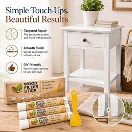 White Wood Filler Sticks 3 Pack, Quickly Fix Stick Wood Repair, Wood Repair Kit for Scratches, Crack, Scuffs, Gouges on Wooden Funiture, Floors, Cabinets, Tables, and Doors