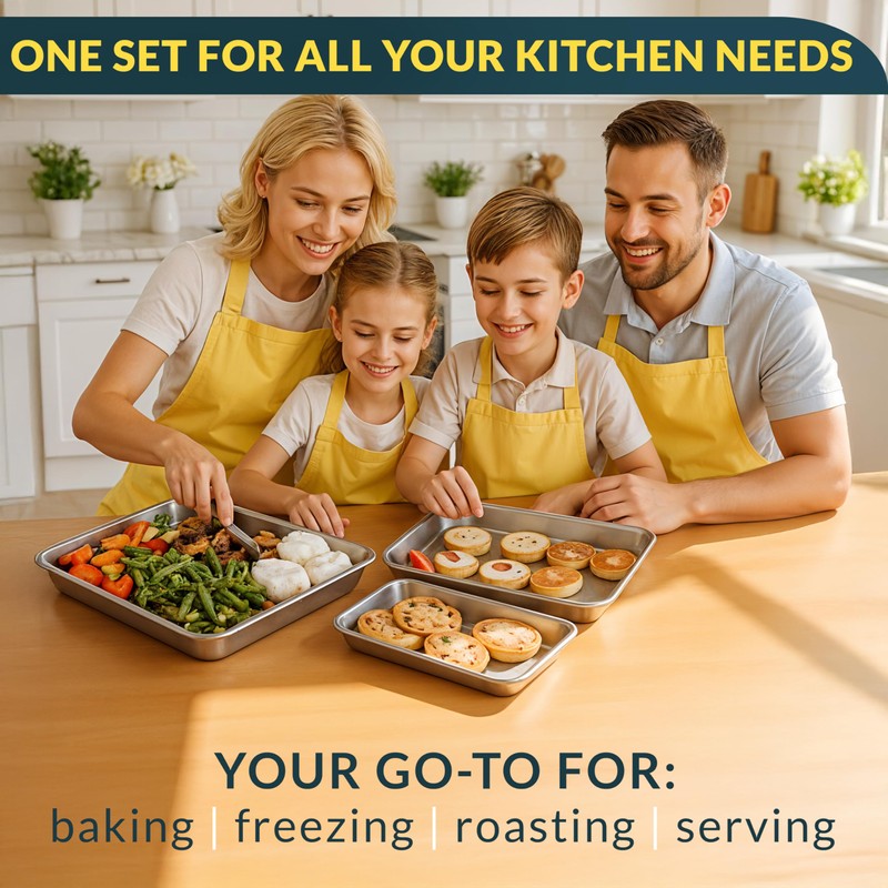 Baker’s Signature Stainless Steel Cookie Sheet Pan, Stainless Steel Baking