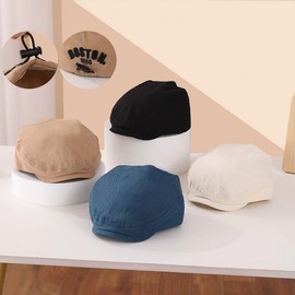New Korean Style Stylish Casual Denim Beret Cap for Infants/Babies - Adjustable for Boys & Girls (48-50cm) Size/Black 3ea