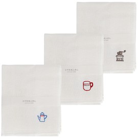 COTONOHA Japanese Kaya-Weave Dishcloth Set – Reusable and Quick-Drying Kitchen Towels with Embroidered Designs, Made in Japan, 3-Pack, 11.8 x 11.8 Inches (Pattern a)